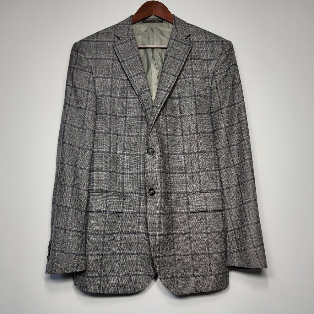 Corneliani Silk Wool Gray Plaid Blazer Sport Coat Jacket 42R